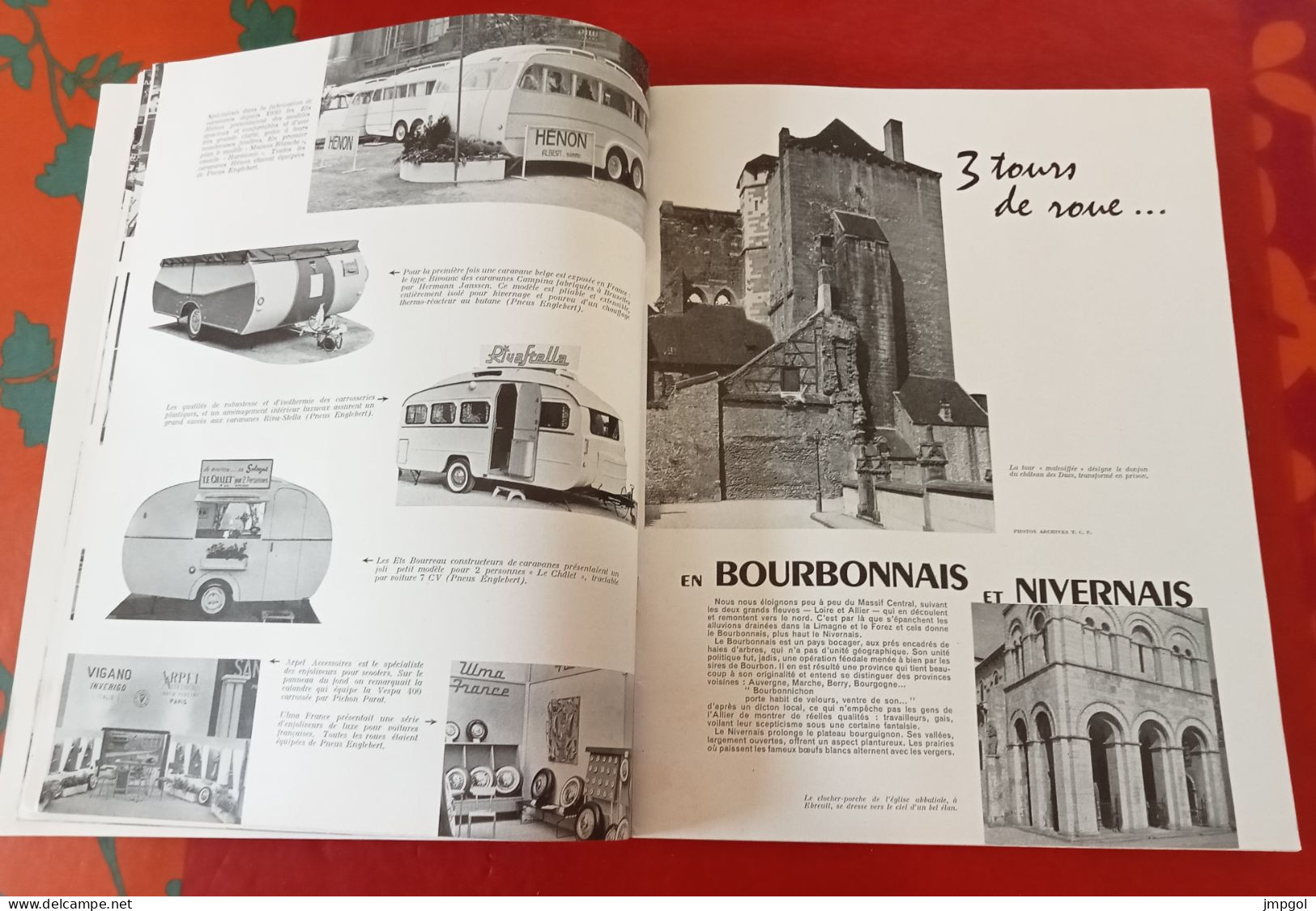 Englebert Magazine n°101 Déc 1959 Salon Auto Paris Tourisme Bourbonnais Nivernais Paquebot France Georges Monneret Moto