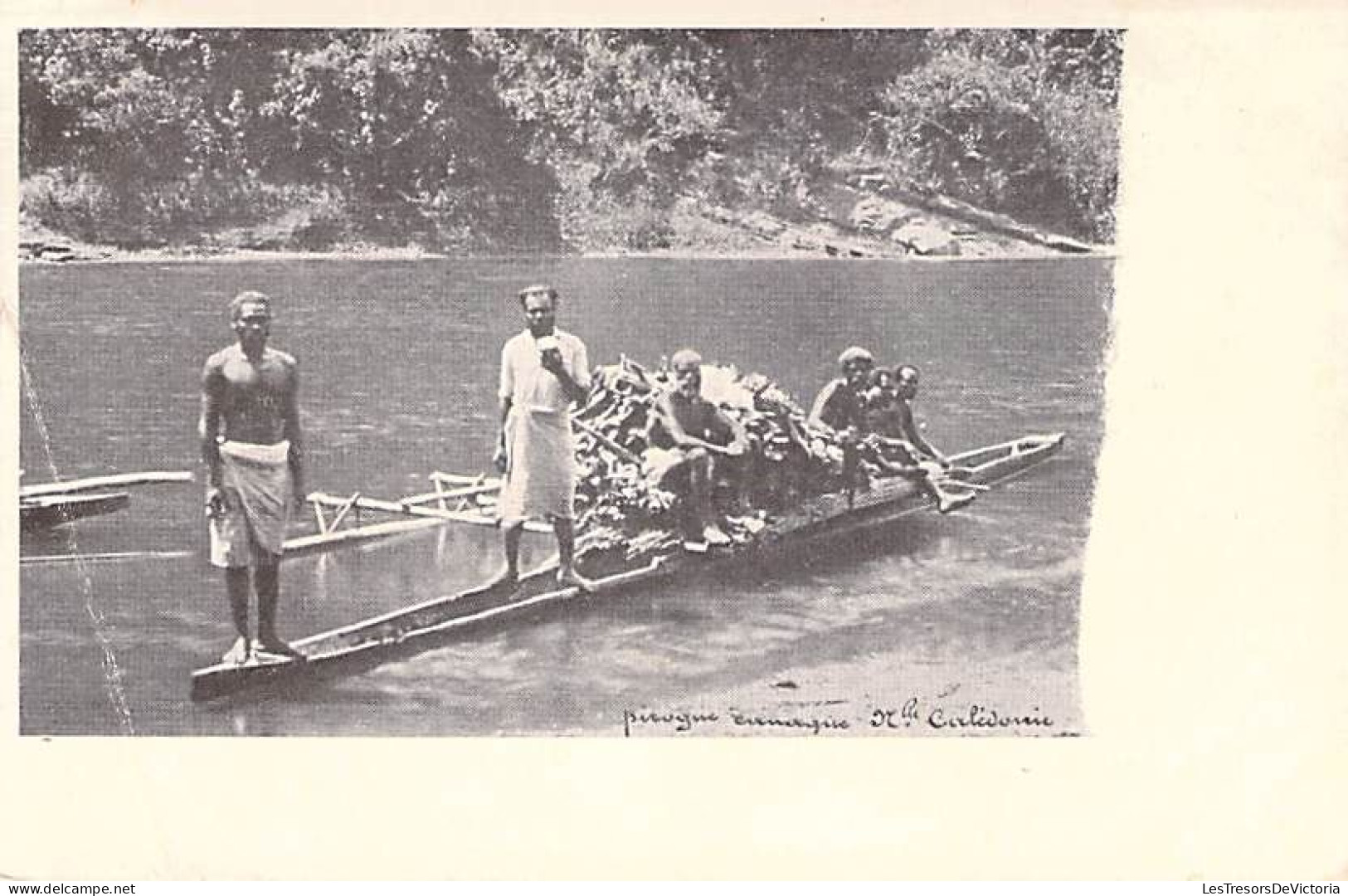 Nouvelle Calédonie - Pirogue Canaque - Animé - Carte Postale Ancienne - New Caledonia