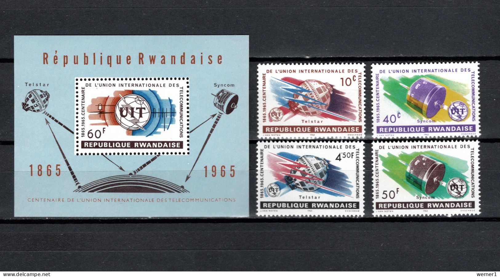Rwanda 1965 Space, ITU Centenary Set Of 4 + S/s MNH - Africa