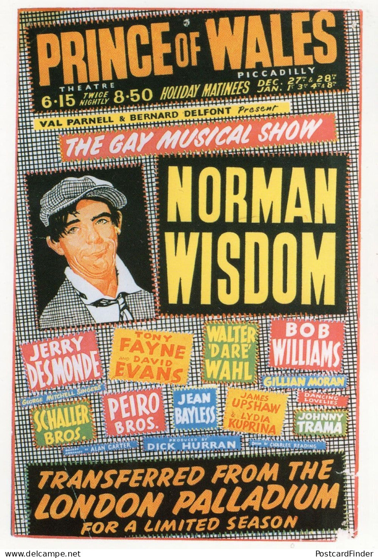 Norman Wisdom Prince Of Wales Theatre London Advertising Postcard - Autres & Non Classés