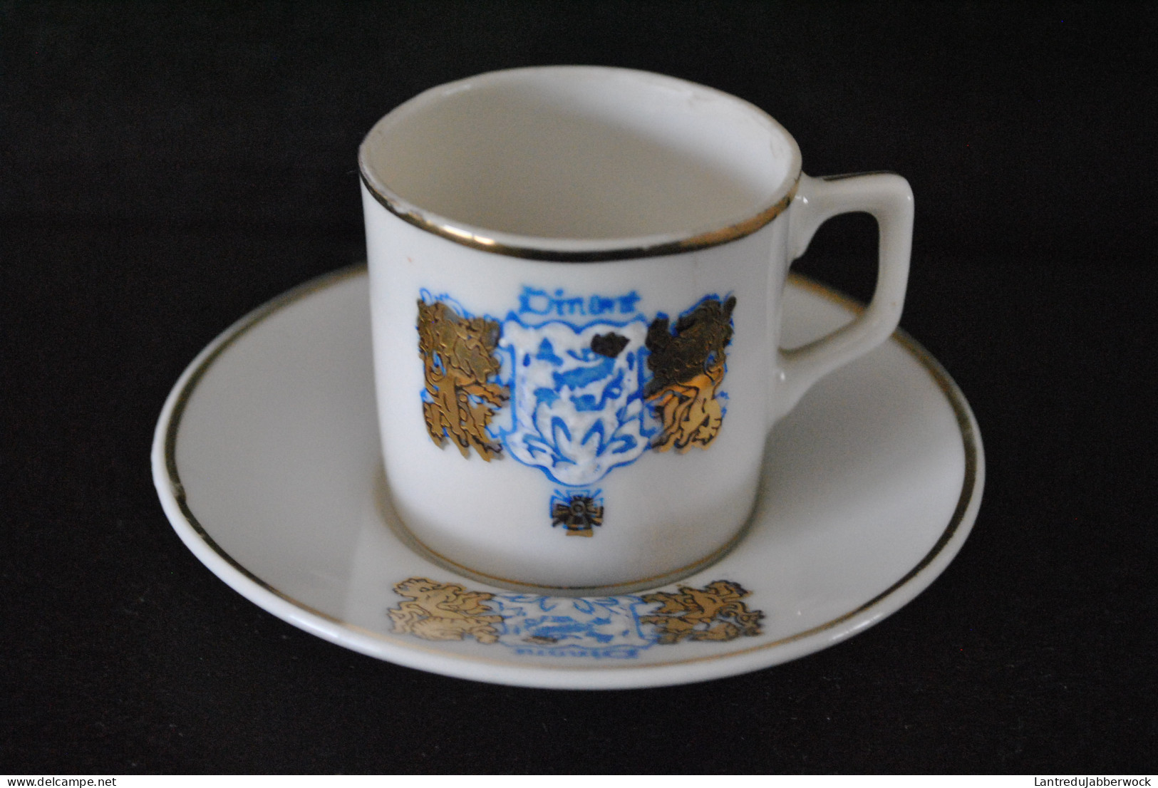 PETITE TASSE ET SOUCOUPE A MOKA EN PORCELAINE PEINTE ARMOIRIES BLASON DE DINANT Souvenir De FIN XIXe RARE Meuse SOUS - Other & Unclassified