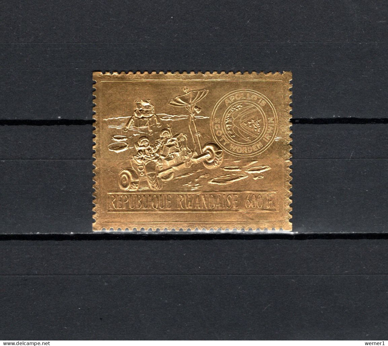 Rwanda 1972 Space, Apollo 15 Gold Stamp MNH -scarce- - Africa