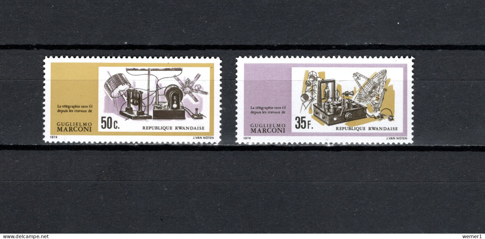 Rwanda 1974 Space, Marconi 2 Stamps MNH - Africa