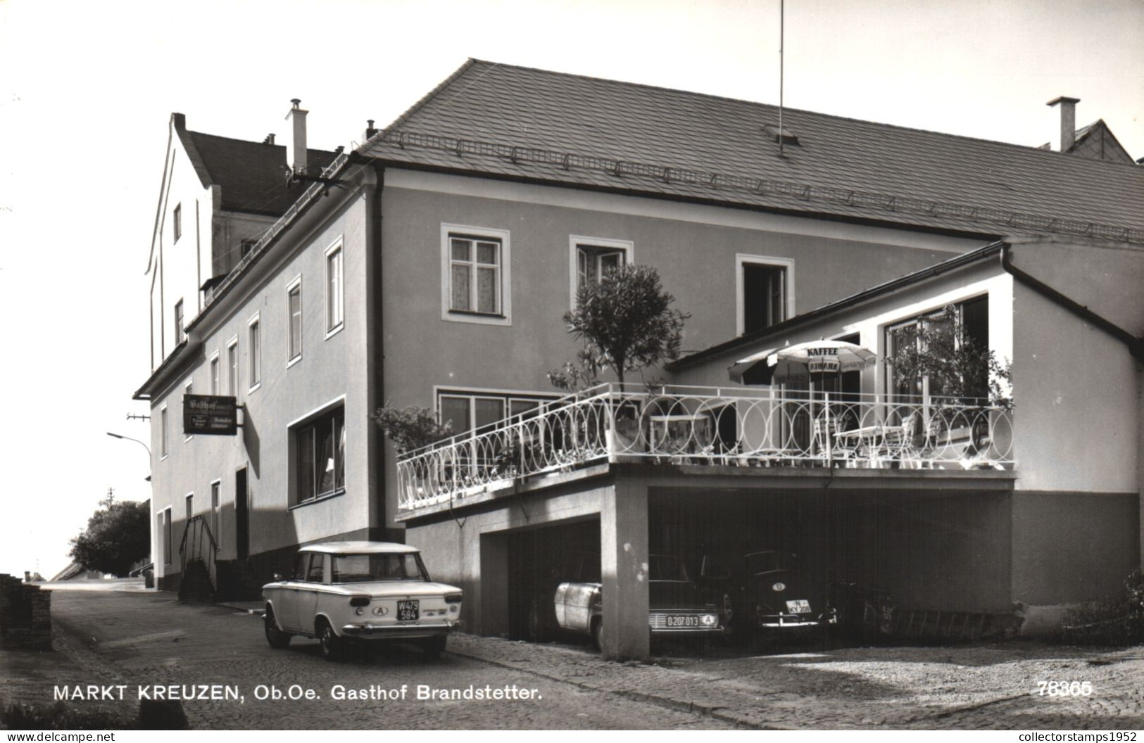 BAD KREUZEN, PERG, HIGHER AUSTRIA, ARCHITECTURE, TERRACE, UMBRELLA, CAR, AUSTRIA, POSTCARD - Perg