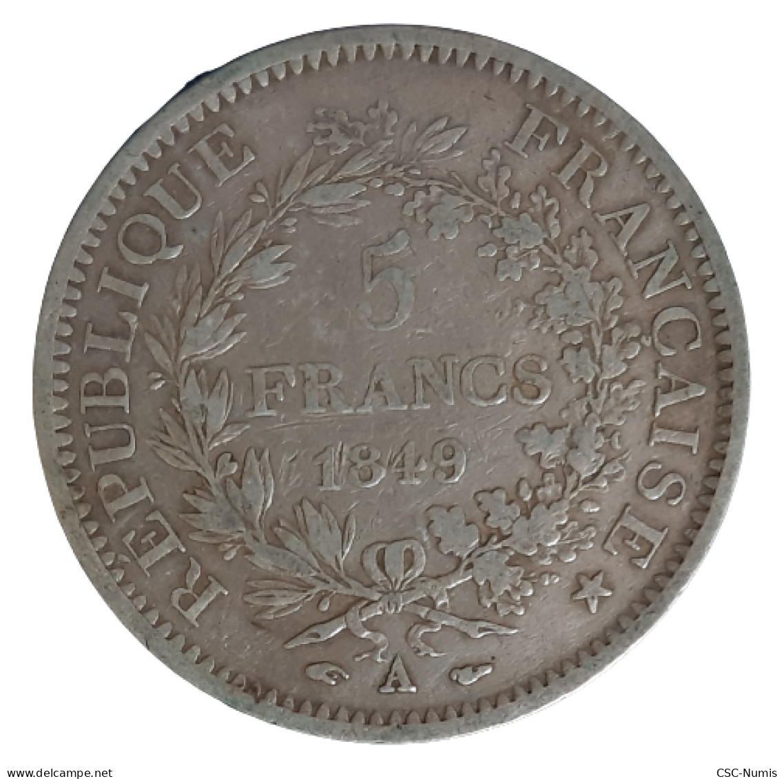 (CG#029) - II ème République - 5 Francs 1849 A, Paris - Argent - 5 Francs