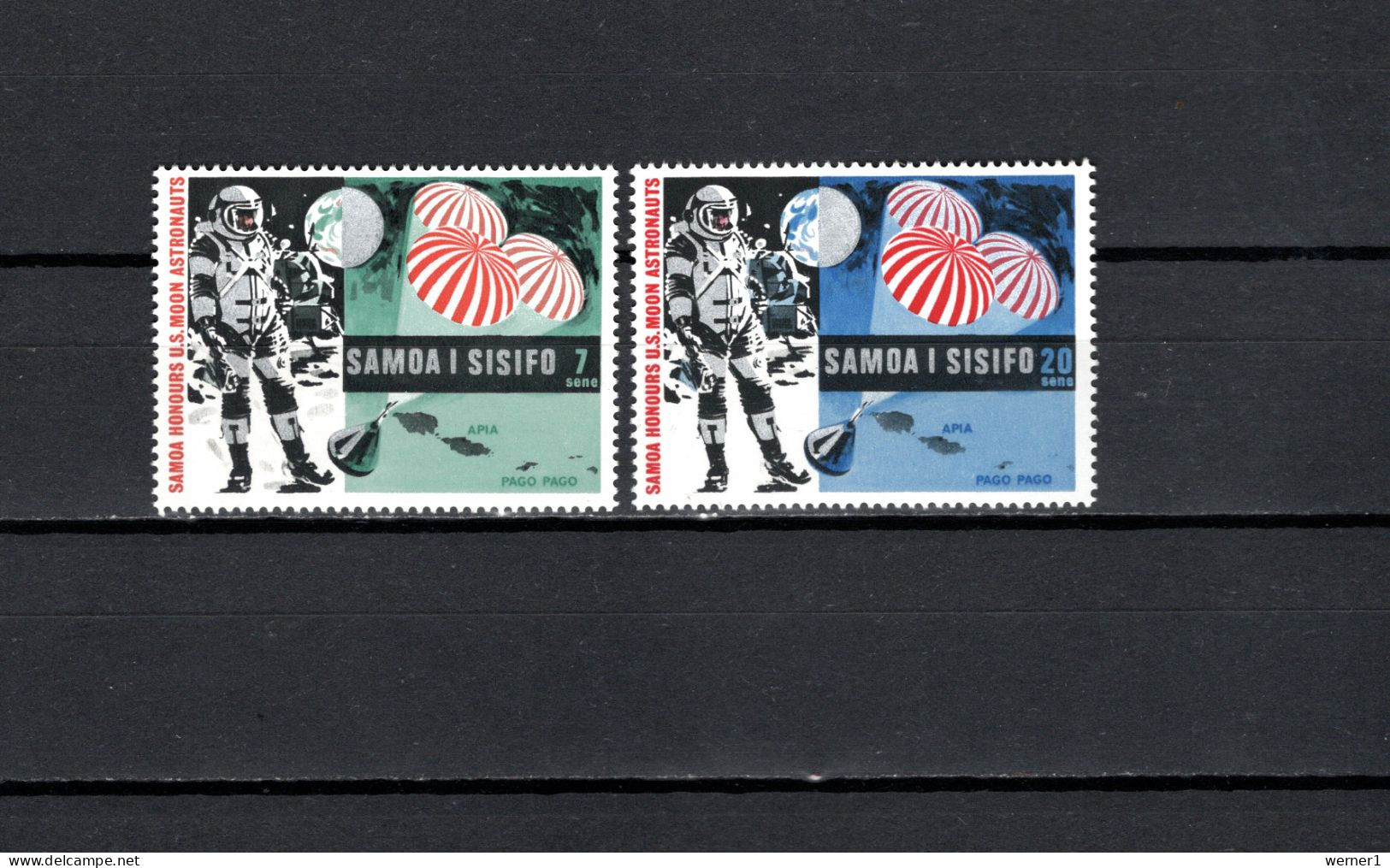 Samoa 1969 Space, Apollo 11 Moonlanding Set Of 2 MNH - Océanie