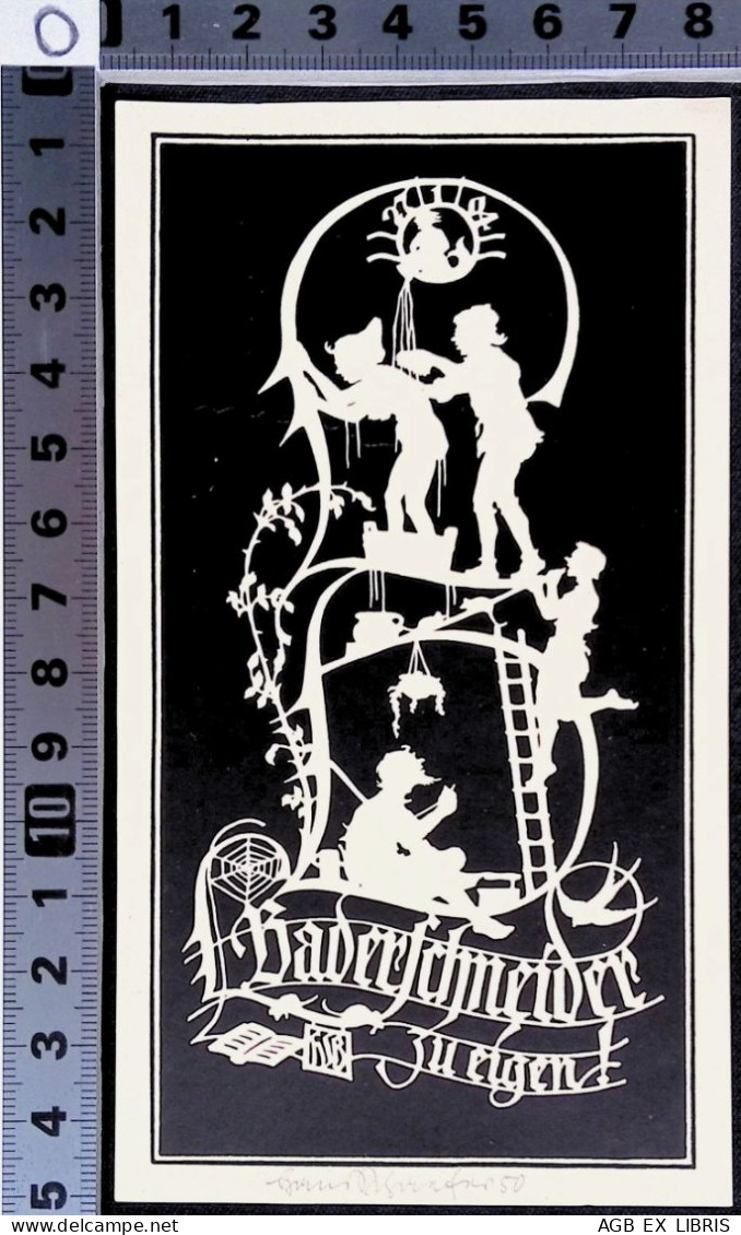 1950 EX LIBRIS HANS SCHAEFER X BADER SCHNEIDER ZU EIGEN EXLIBRIS PROFILO PETER PAN - Exlibris