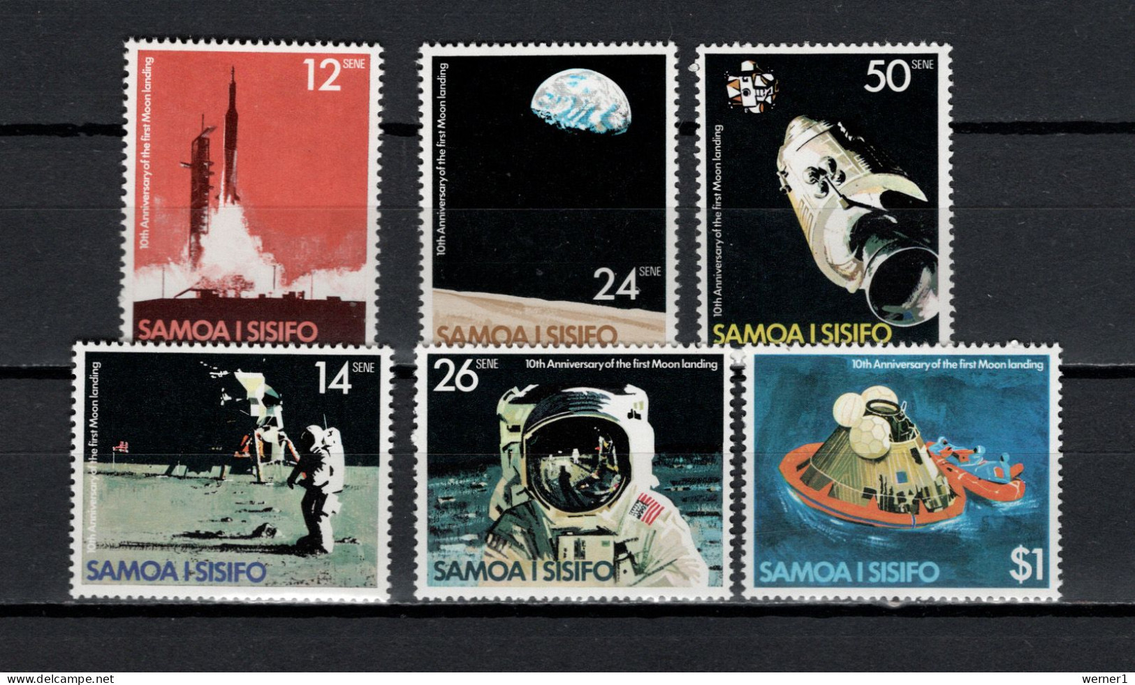 Samoa 1979 Space, 10th Anniversary Of Apollo 11 Moonlanding Set Of 6 MNH - Ozeanien