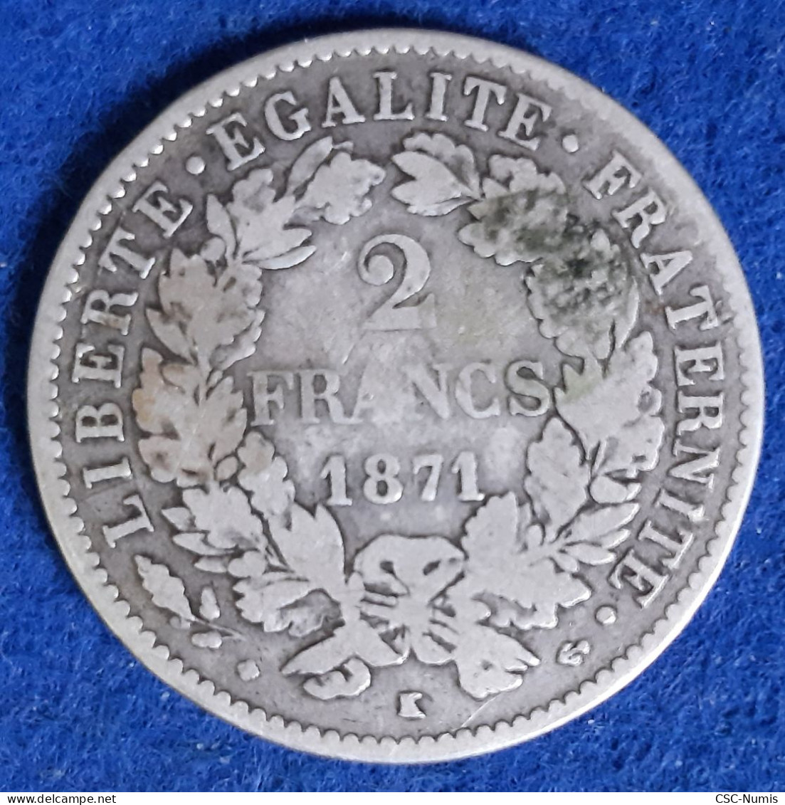 (CG#031) - 2 Francs 1871 K, Bordeaux - Variété Petit K - 1870-1871 Gouvernement De La Défense Nationale