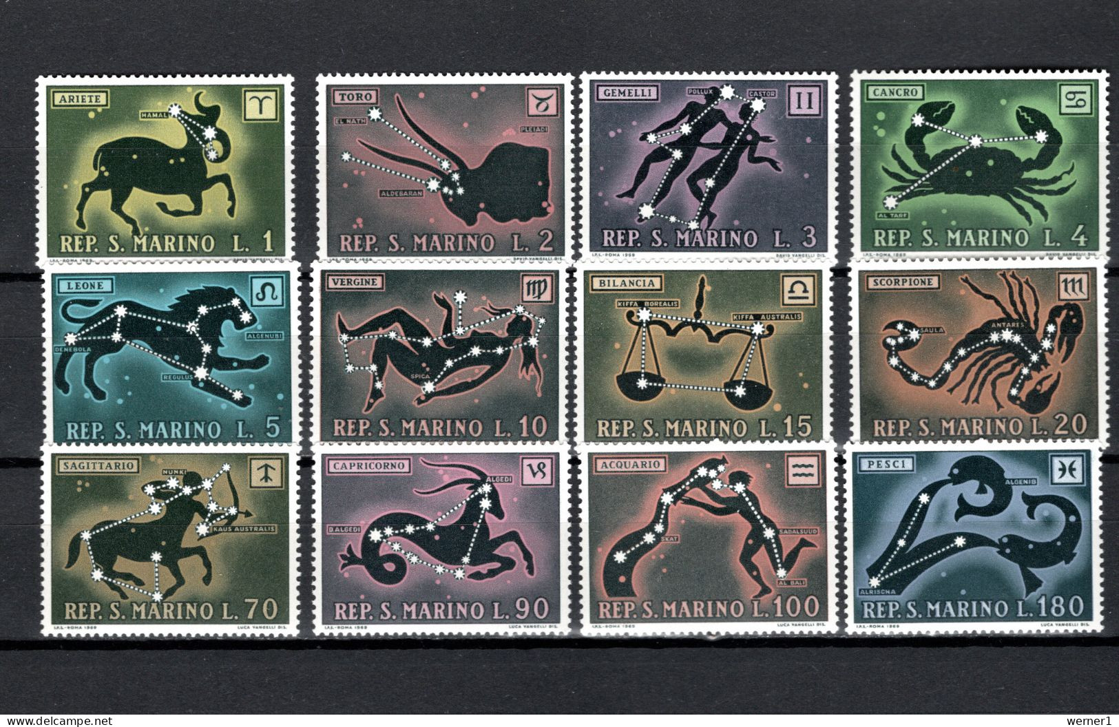 San Marino 1970 Space, Zodiac Set Of 12 MNH - Europa