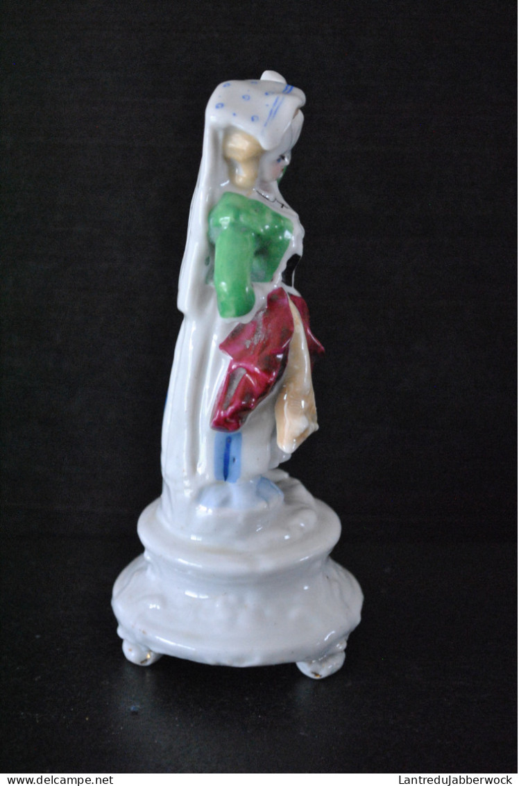 Statuette De Lavandière Au Panier Porcelaine Polychrome XIXè Vieil Andenne Vieux Bruxelles Paris Porte Encens Paysanne - Autres & Non Classés