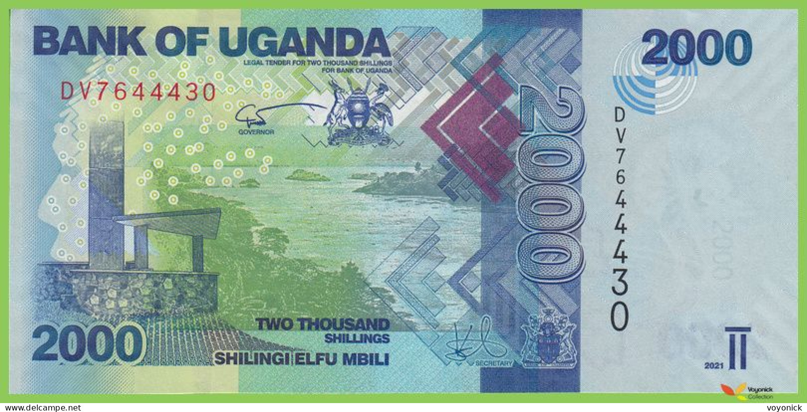 Voyo UGANDA 2000 Shillings 2021 P50f B155f DV UNC - Uganda