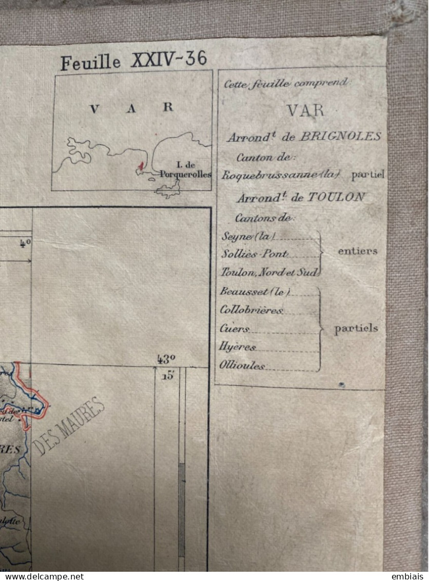 VAR - Carte Ancienne Géographique Colorée TOULON (83) Tirage 1887- Feuille XXIV-36 - échelle 1:1000.00 - Cartes Géographiques