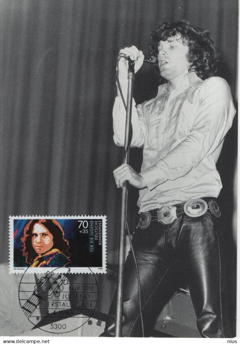 Germany Deutschland 1988 Maximum Card, Jim Morrison, Music Musik, Canceled In Bonn - 1981-2000