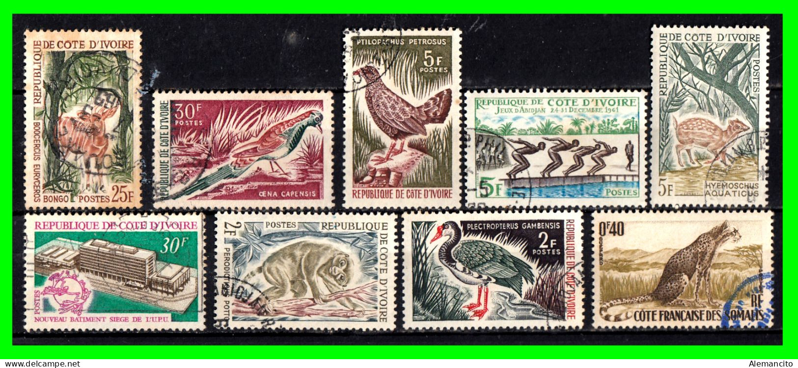 FRANCIA( ANTIGUAS COLONIAS ) COSTA DE MARFIL COTE D¨IVOIRE 9 SELLOS DIFERENTES VALORES - Used Stamps