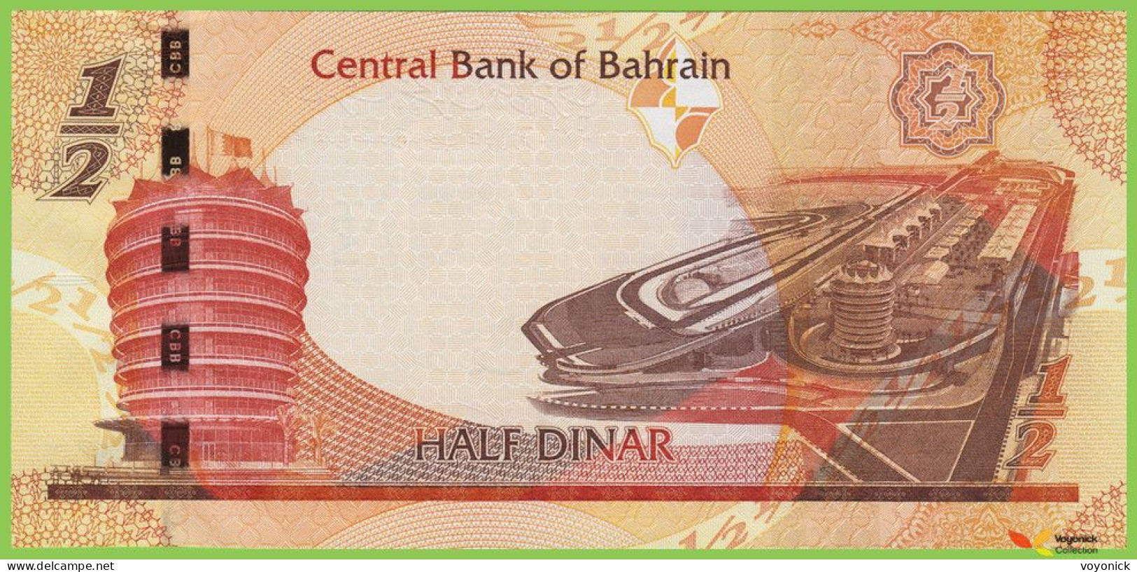 Voyo BAHRAIN ½ Dinar 2006(2017) P30a B306a 313 UNC - Bahreïn