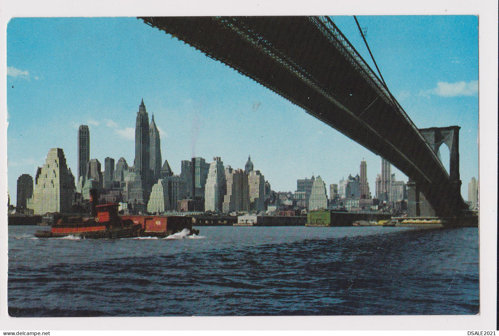 USA United States New York Manhattan Skyline View, Brooklyn Bridge, View Vintage Photo Postcard RPPc AK (42372) - Manhattan