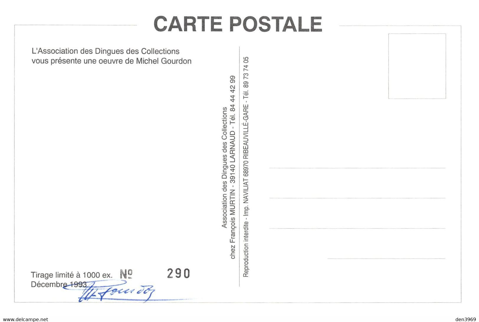 Michel GOURDON - Série de 4 CPM "Nu, Pin-up, Diable" toutes signées par l'artiste - Autographe, Dédicace (Voir 8 scans)