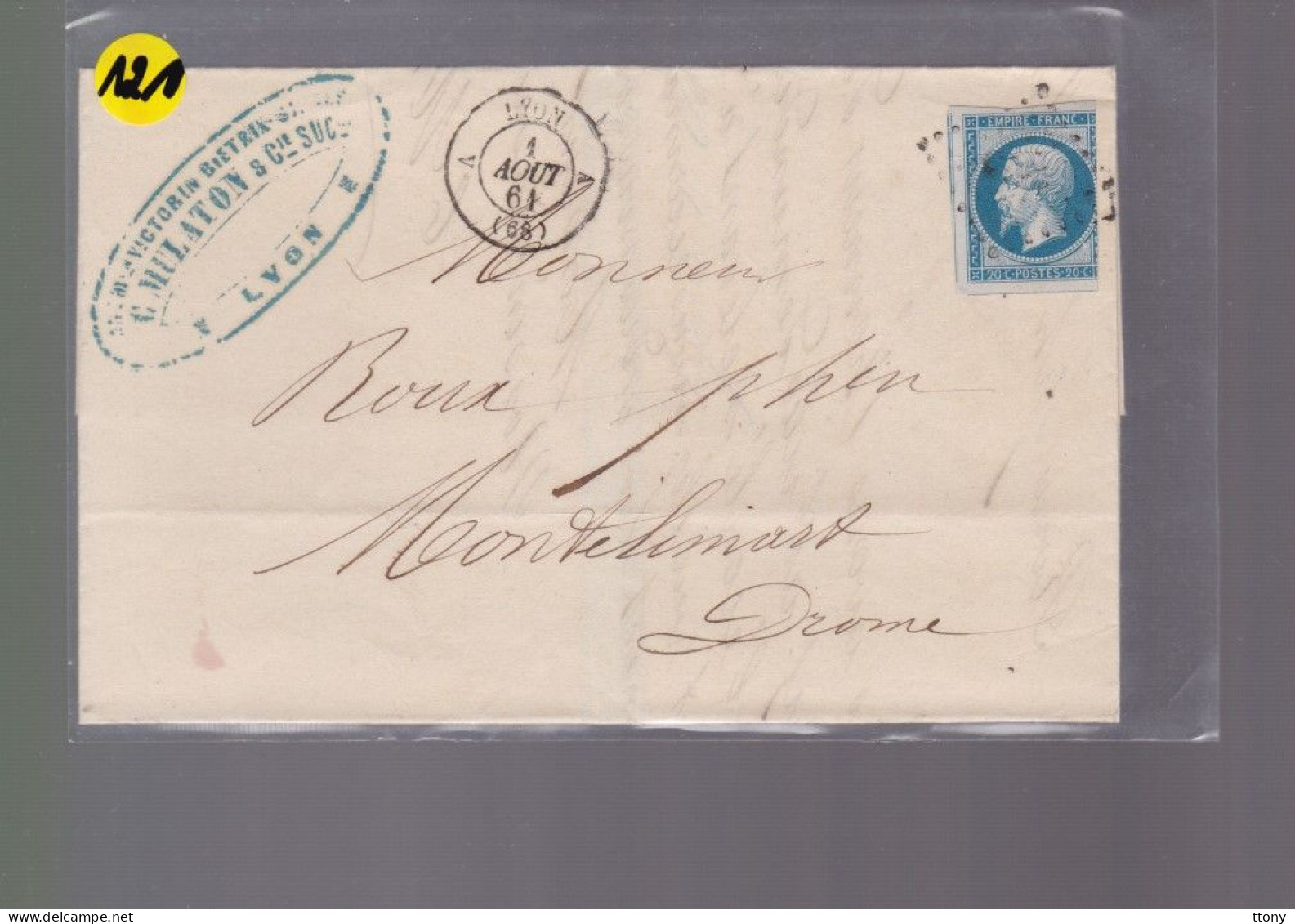 Un Timbre N° 14 Napoléon III     20 C   Bleu  Sur Lettre    Pour   Montbéliard    1861 - 1853-1860 Napoleon III