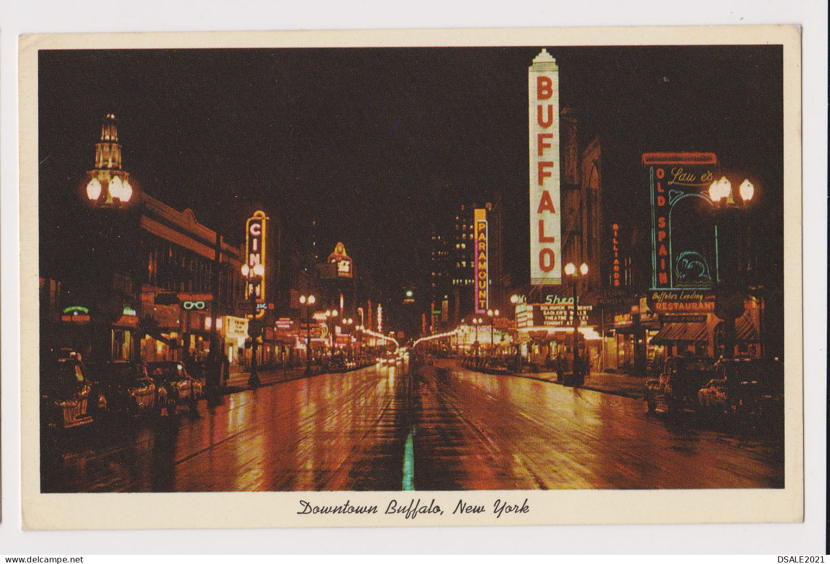 USA United States New York Downtown Buffalo Night View, Vintage Photo Postcard RPPc AK (42392) - Buffalo