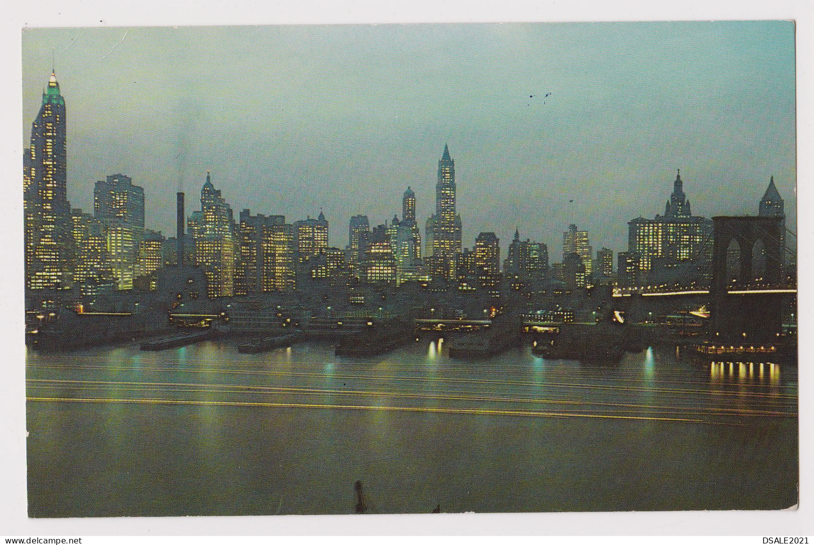 USA United States New York City View Of Lower Manhattan At Night, Vintage Photo Postcard RPPc AK (42389) - Manhattan