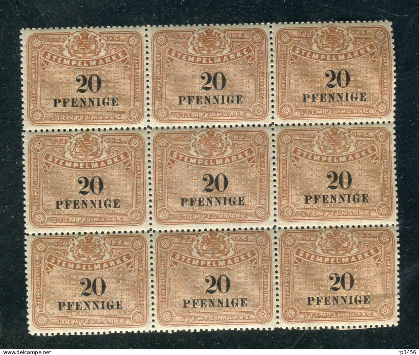 "DEUTSCHLAND" Stempelmarke "20 Pfennige" 9er-Block ** (R1085) - Vrac (max 999 Timbres)