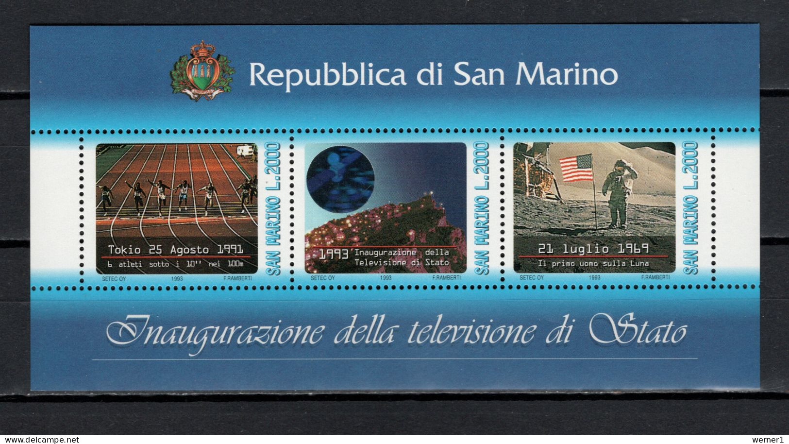 San Marino 1993 Space, National TV Program S/s MNH - Europa