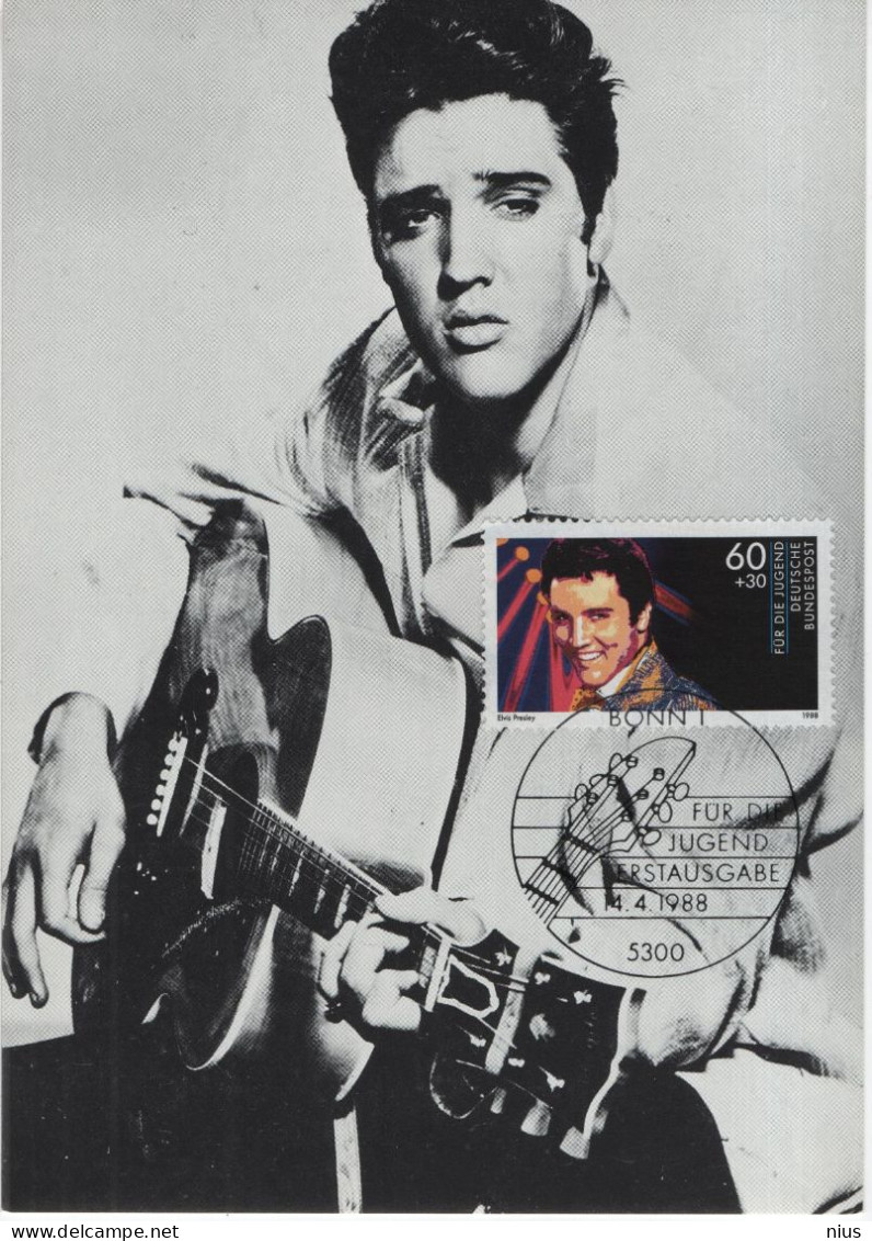 Germany Deutschland 1988 Maximum Card, Elvis Presley, Music Musik, Canceled In Bonn - 1981-2000