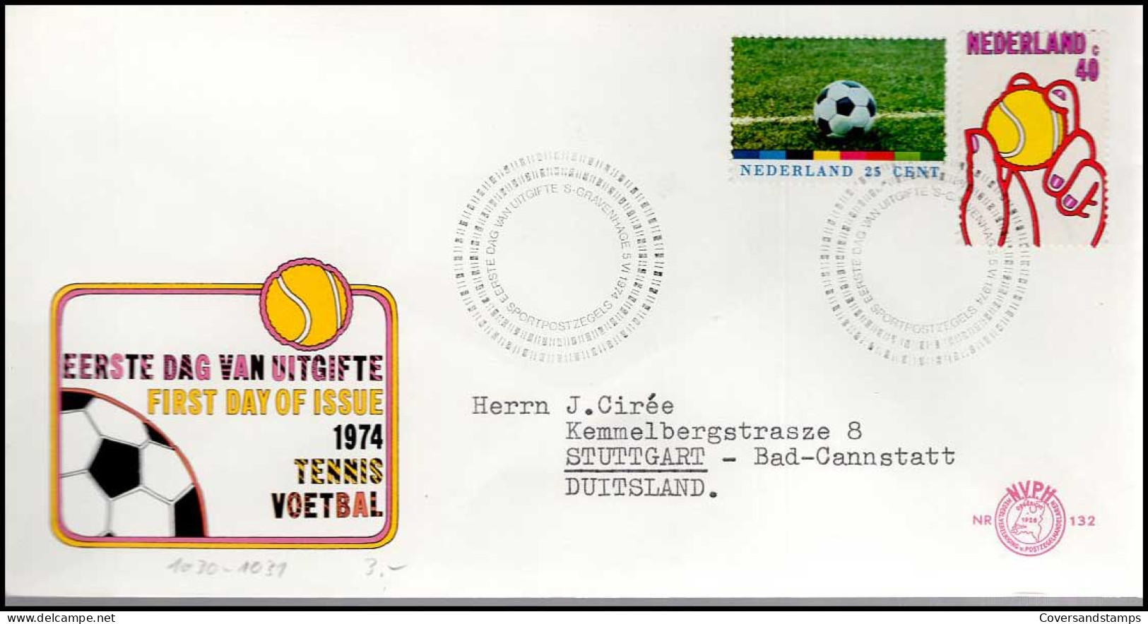 FDC - NVPH 132 - 1974 Tennis - Voetbal - FDC