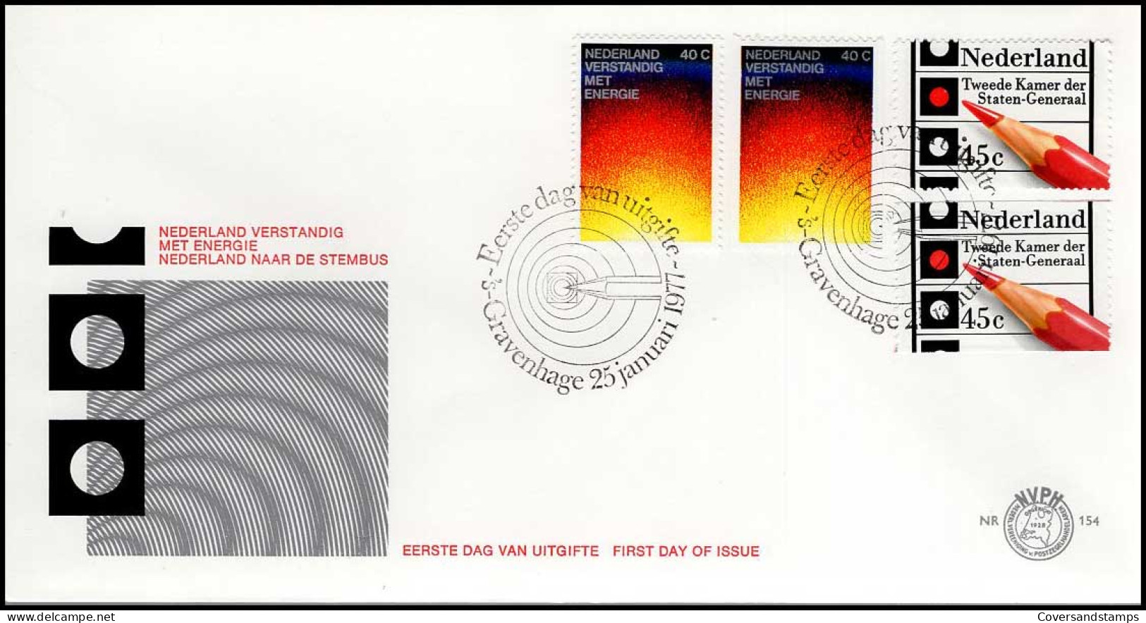 FDC - NVPH 154 - Nederland Verstandig Met Energie / Nederland Naar De Stembus - FDC