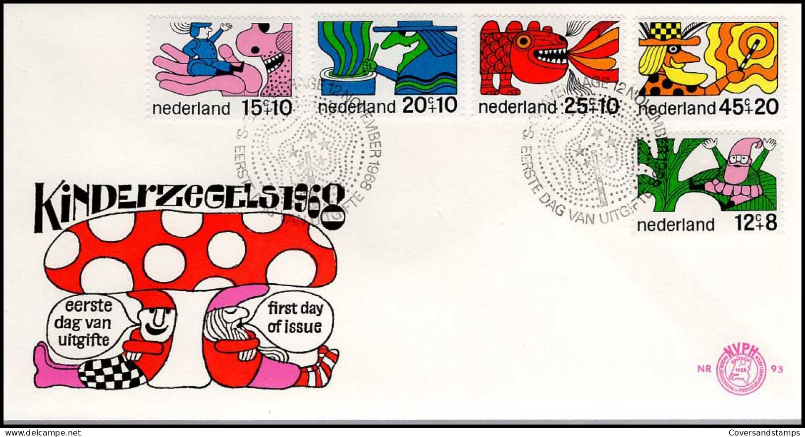 FDC - NVPH 93 - Kinderzegels 1968 - FDC