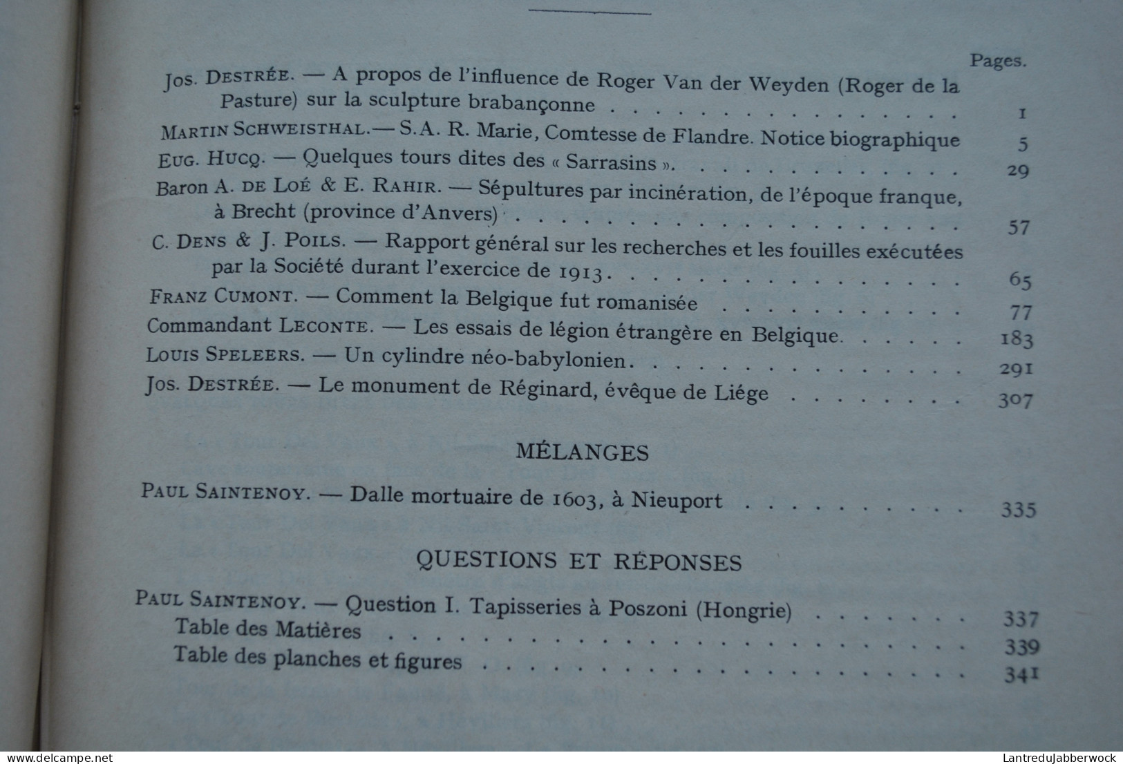 ANNALES D'ARCHEOLOGIE BRUXELLES 28 1919 Légion étrangère Tours De Ferme Dites Sarrasins Réginard Liège Belgique Romaine - België