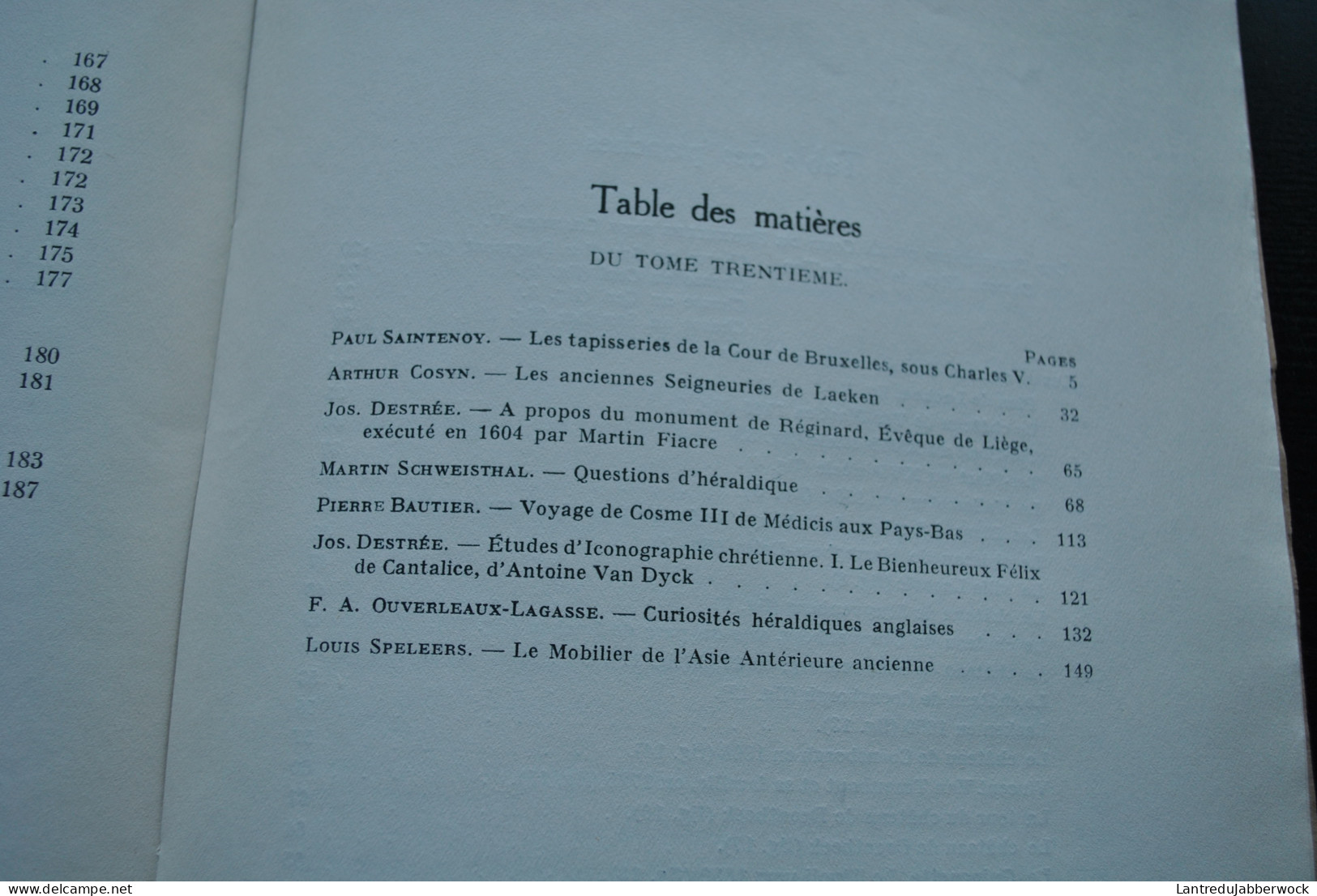 ANNALES D'ARCHEOLOGIE BRUXELLES 30 1921 Seigneuries de Laeken Héraldique Mobilier d'Asie antérieure Tapisserie Cosme III