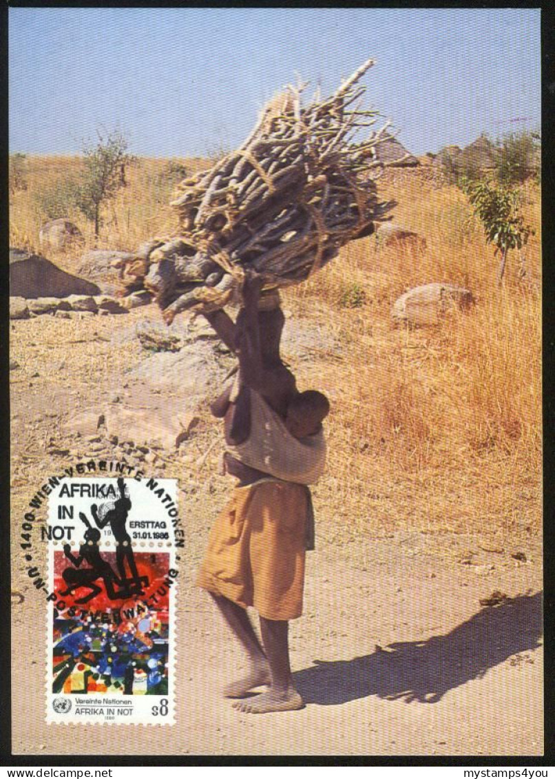 Mk UN Vienna (UNO) Maximum Card 1986 MiNr 55 | "Africa In Crisis" #max-0012 - Maximumkaarten