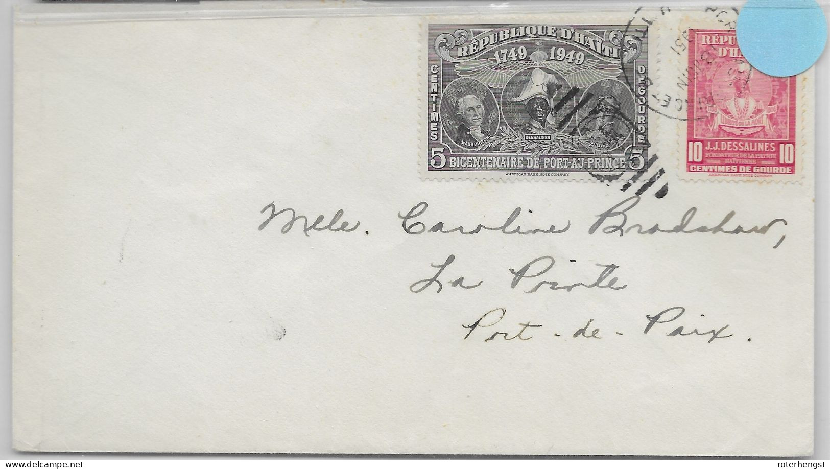 Haiti 1951 Port Au Prince To Port De La Paix Letter - Haiti