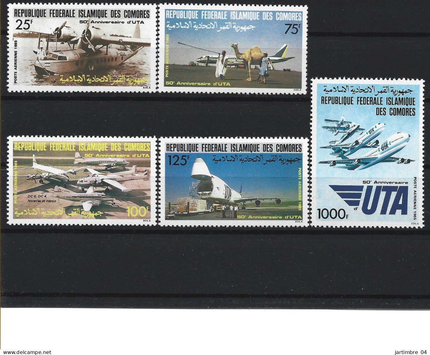 1985 COMORES PA 219-23** Avions, UTA - Comoros