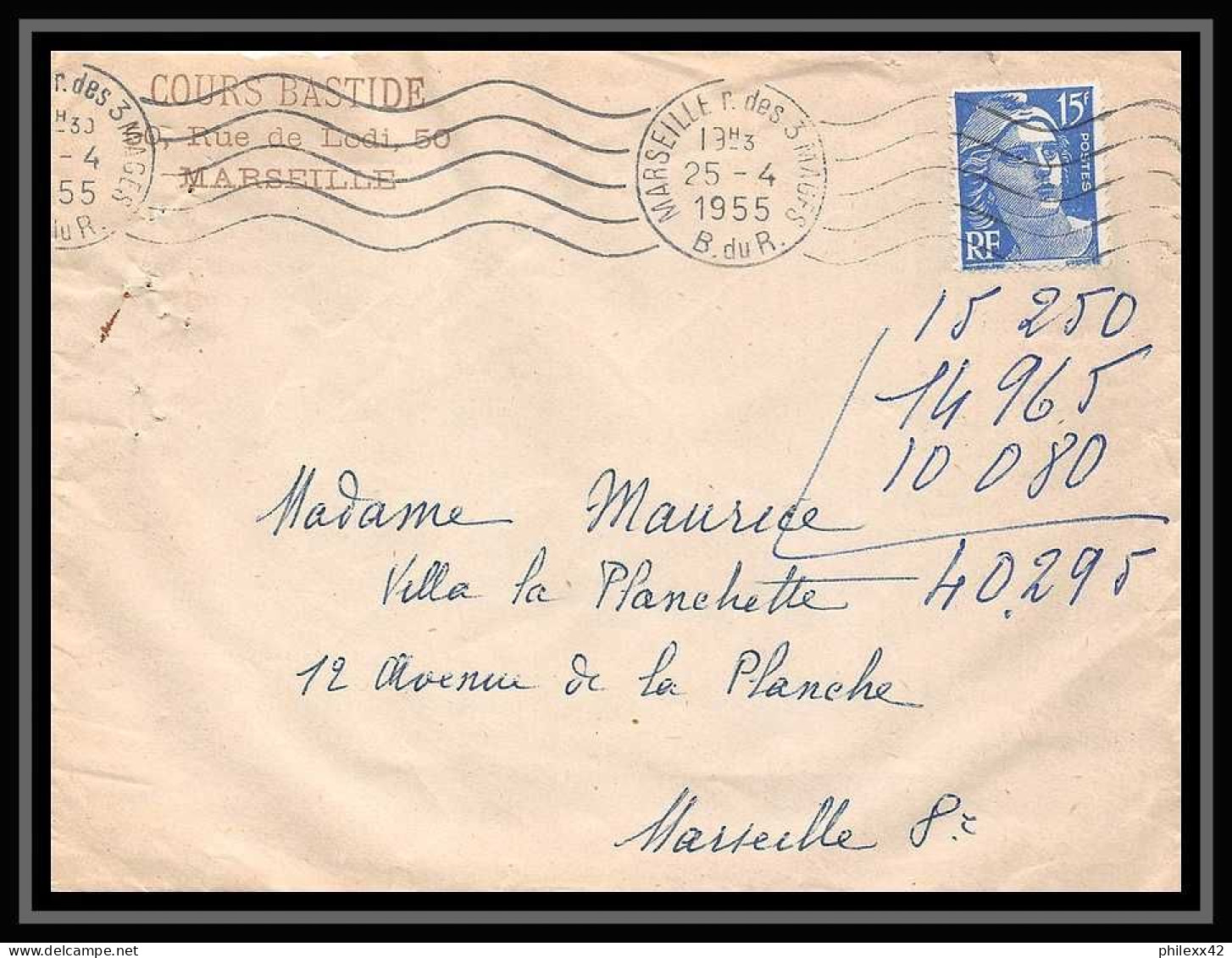 107957 lot de 10 lettres et Carte postale (postcard) dont recommandé Bouches du rhone N° Marseille rue des trois mages
