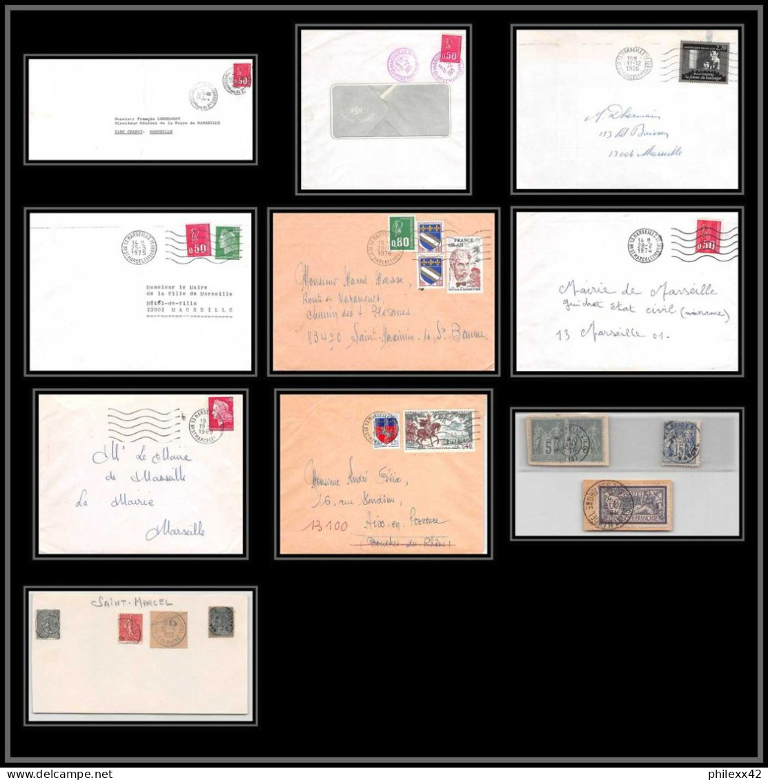 107666 Lot De 8 Lettres Bouches Du Rhone Marseille Saint Marcel - Collections