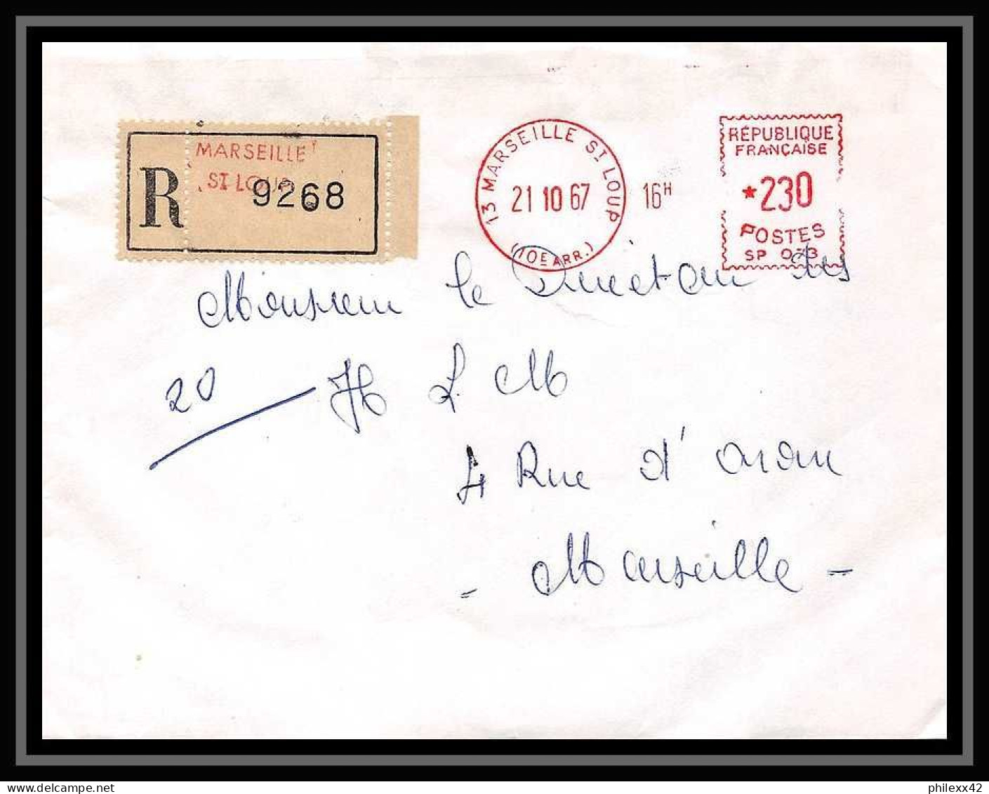 107521 Lot De 10 Lettres Cover Bouches Du Rhone Recommandé Avis De Reception Marseille Saint Loup - Collections