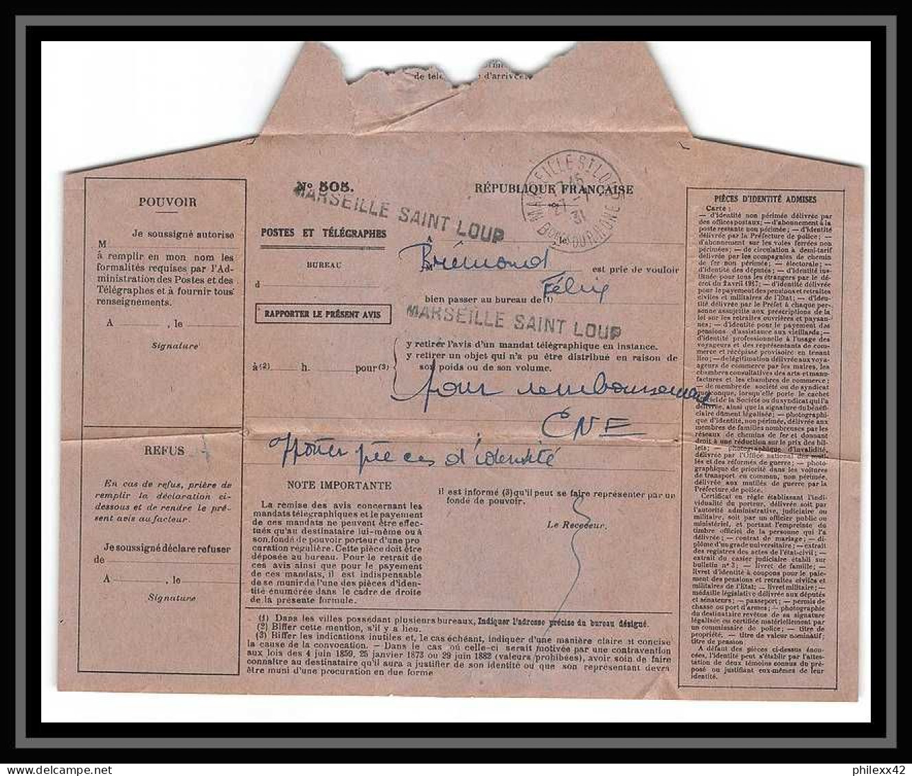 107521 lot de 10 Lettres cover Bouches du rhone recommandé avis de reception Marseille Saint loup