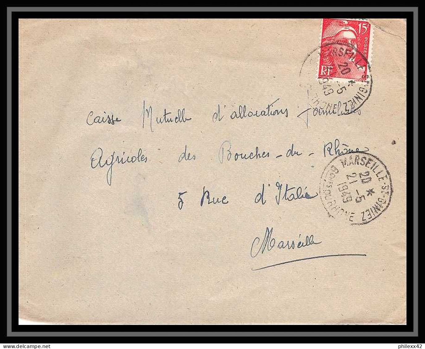 107304 lot de 17 Lettres Bouches du rhone dont recommandé Marseille pour oblitérations des rues
