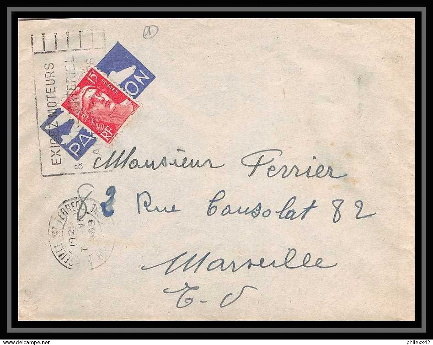 108419 Lettre Cover Bouches Du Rhone N°813 Gandon 1949 Marseille Saint Ferréol - 1960-.... Cartas & Documentos