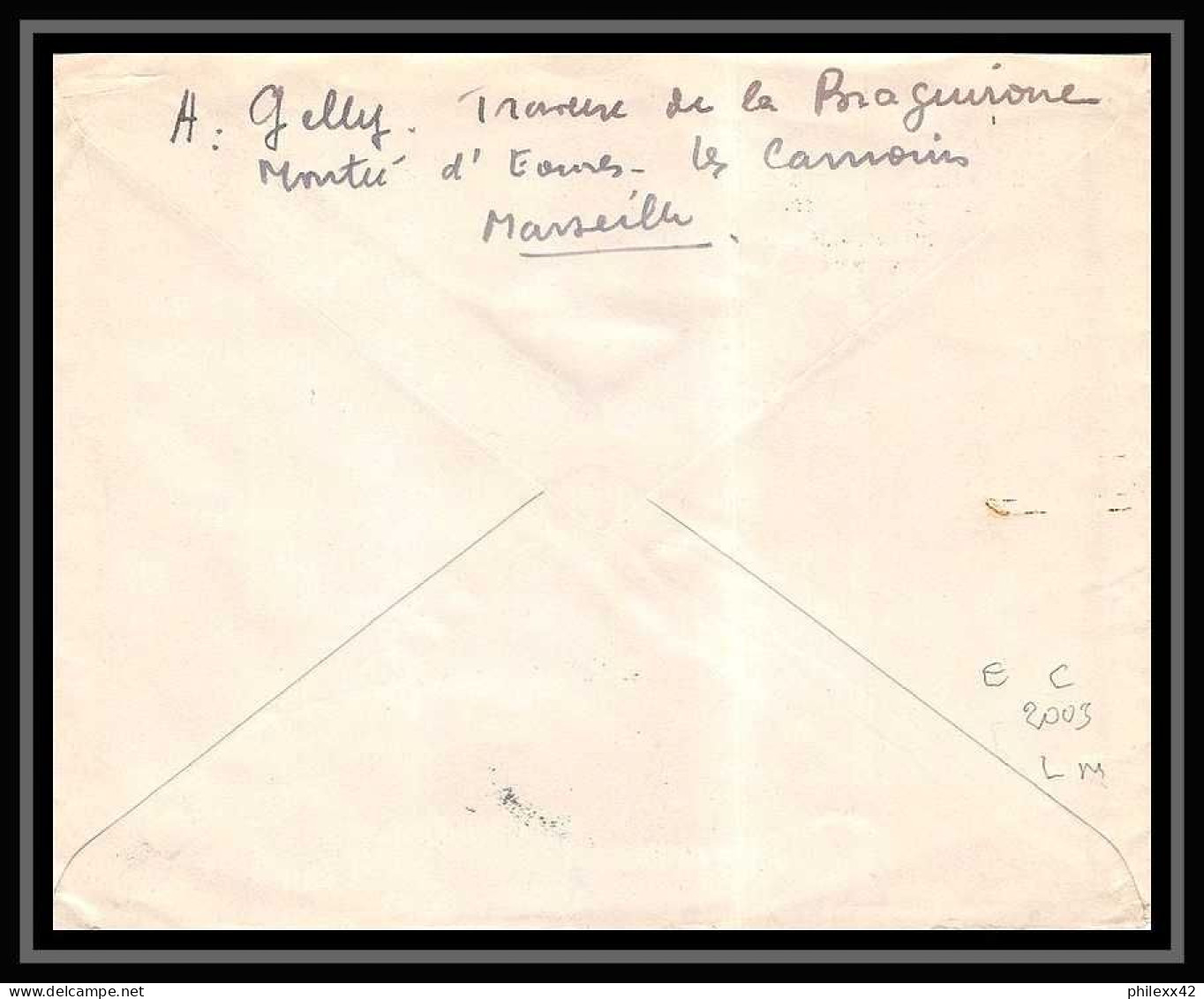 108383 Lettre Recommandé Provisoire Cover Bouches Du Rhone Iris + Mazelin 1949 Marseille PL Saint Ferréol - Cachets Provisoires