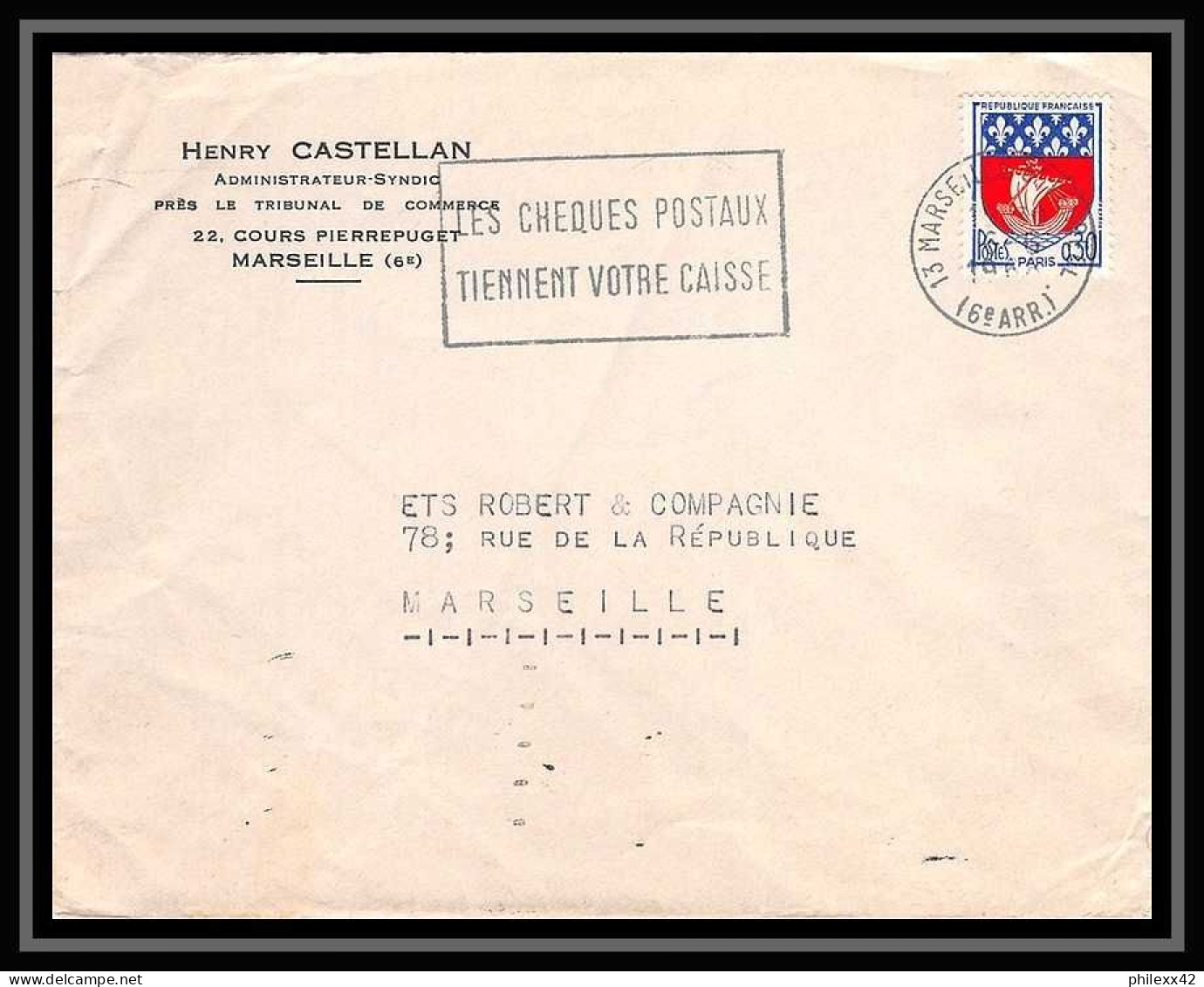 108403 lot de 11 Lettres Bouches du rhone flamme les chèques postaux Marseille saint ferréol