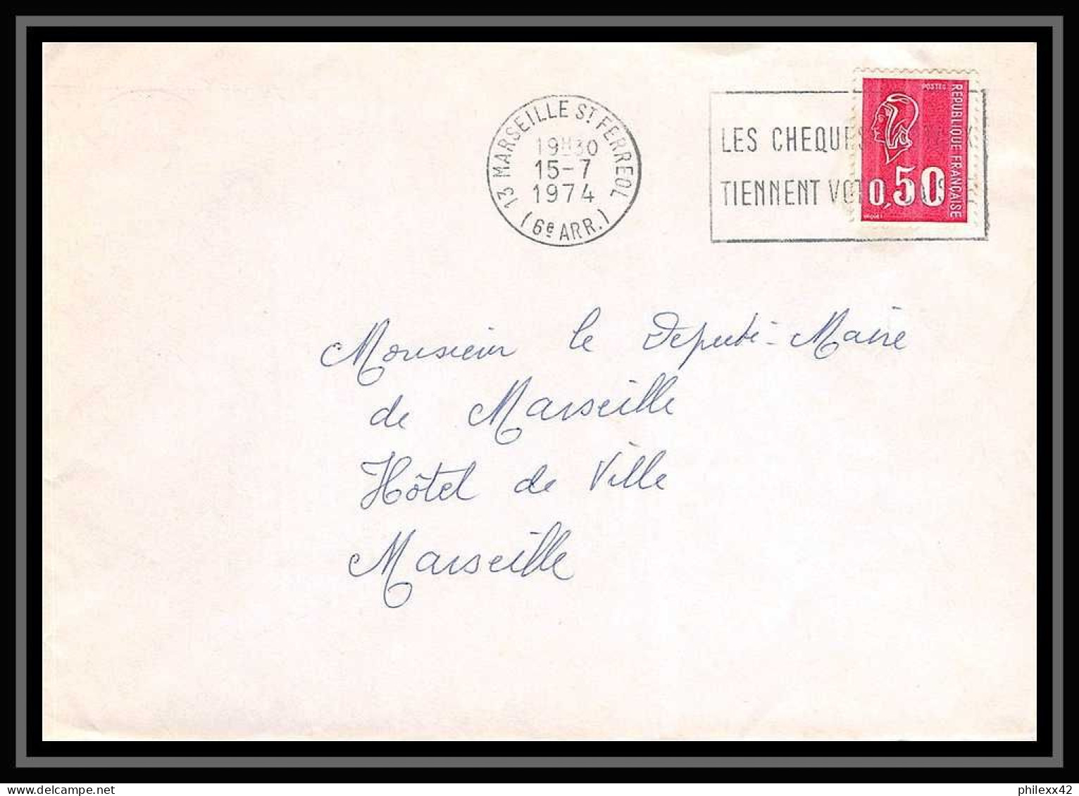 108403 lot de 11 Lettres Bouches du rhone flamme les chèques postaux Marseille saint ferréol