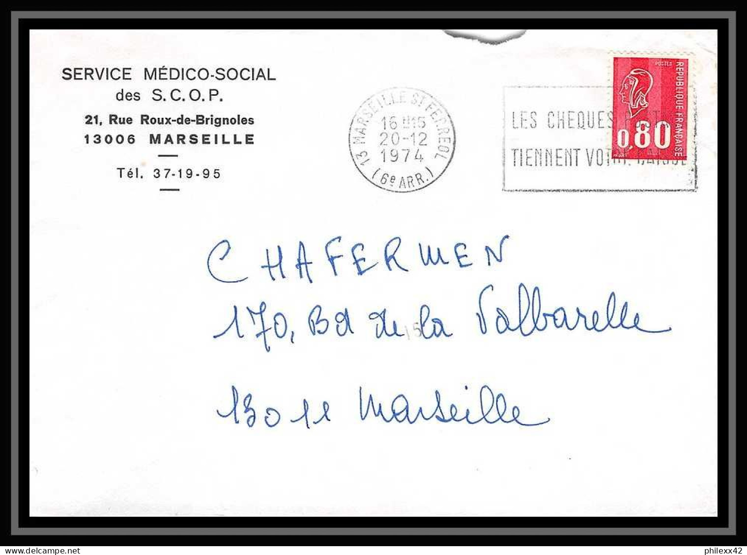 108403 lot de 11 Lettres Bouches du rhone flamme les chèques postaux Marseille saint ferréol