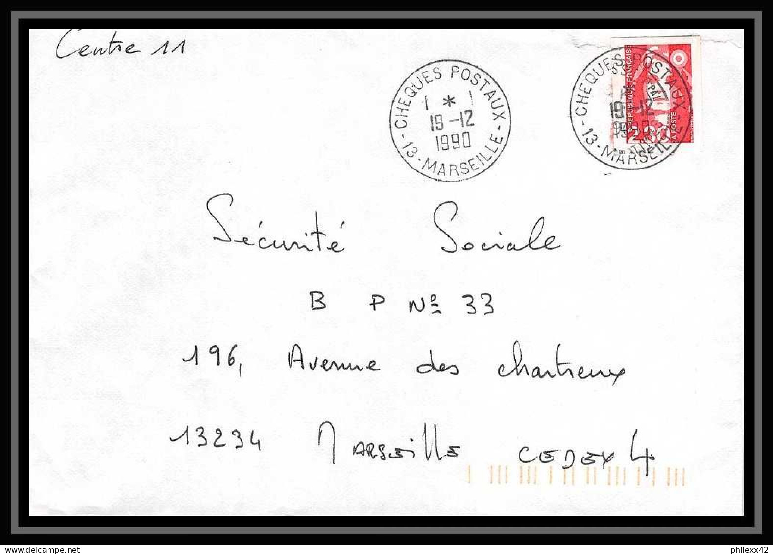 109882 lot de 15 lettres + divers Bouches du rhone Marseille Chèques postaux