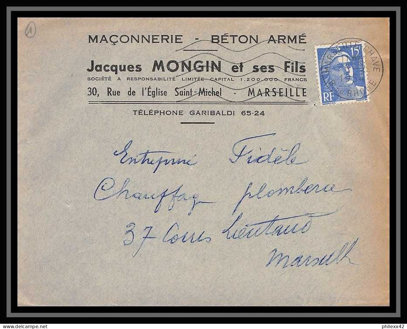 109882 lot de 15 lettres + divers Bouches du rhone Marseille Chèques postaux