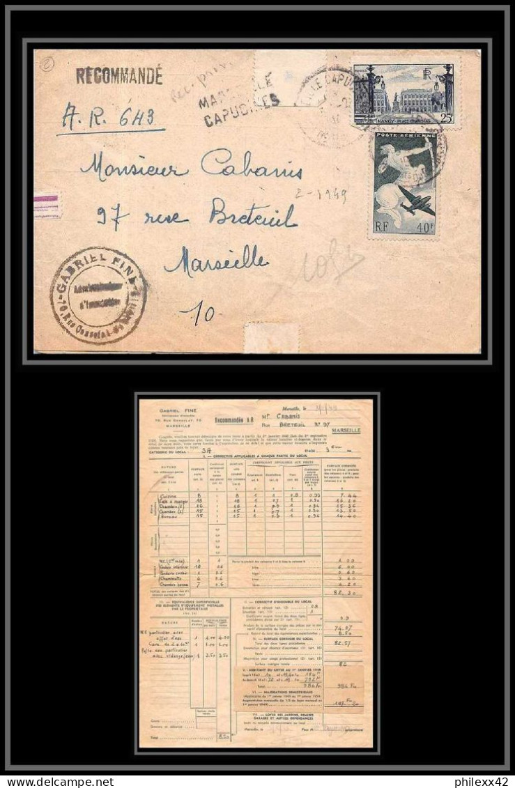 109317 Lettre Recommandé Provisoire Cover Bouches Du Rhone PA Poste Aerienne N°16 Sagittaire 822 Marseille Capucines - 1960-.... Lettres & Documents