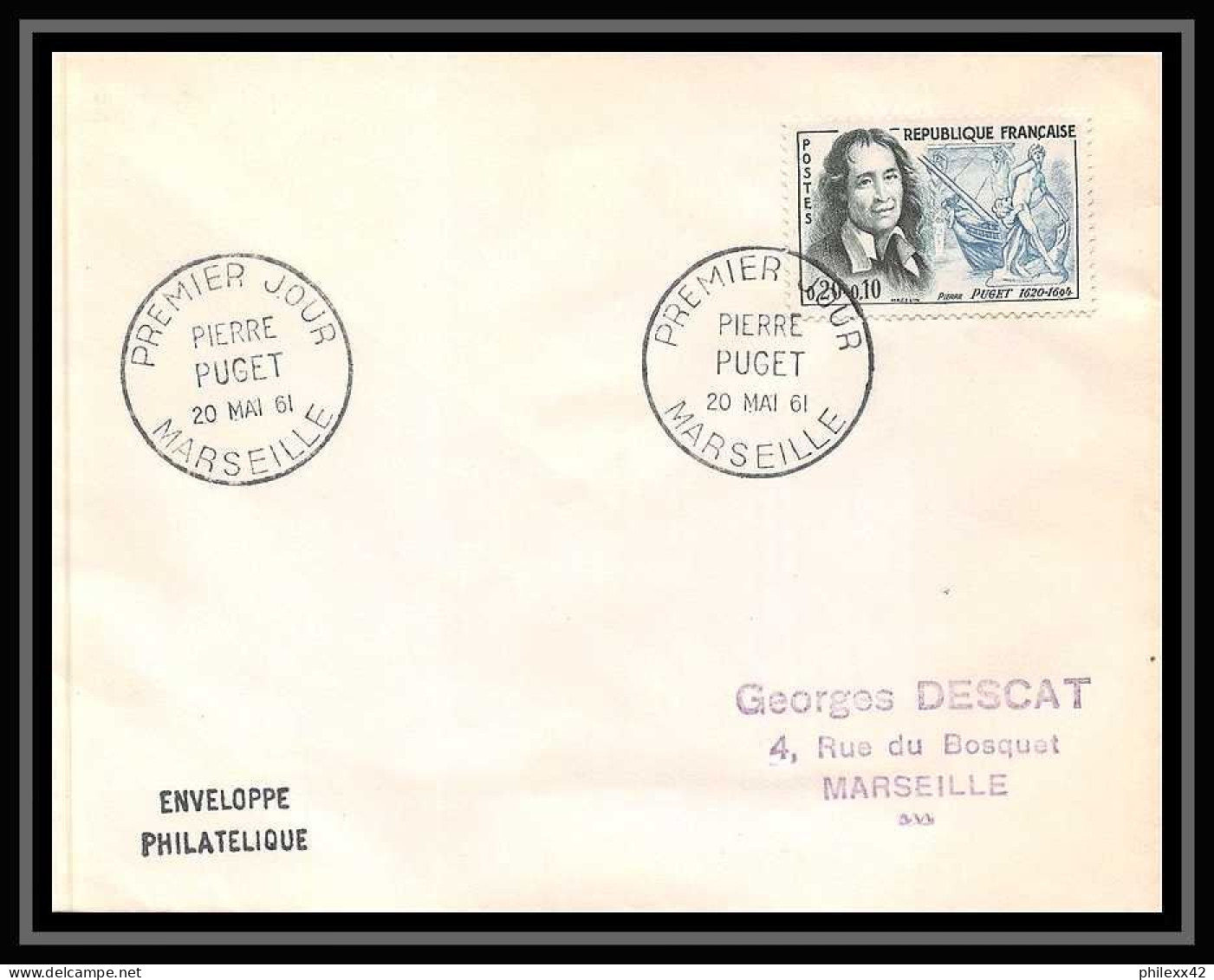 111322 Lettre Cover + Carte Maximum (card) Bouches Du Rhone N°1296 Puget 1961 Marseille  - 1960-1969